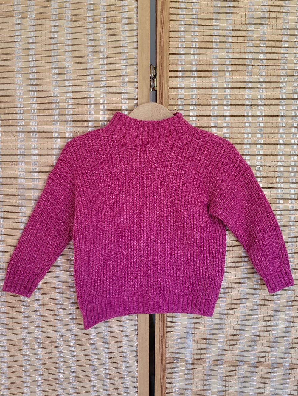 Old Navy Bright Fuchsia Ribbed Mock-Neck Sweater